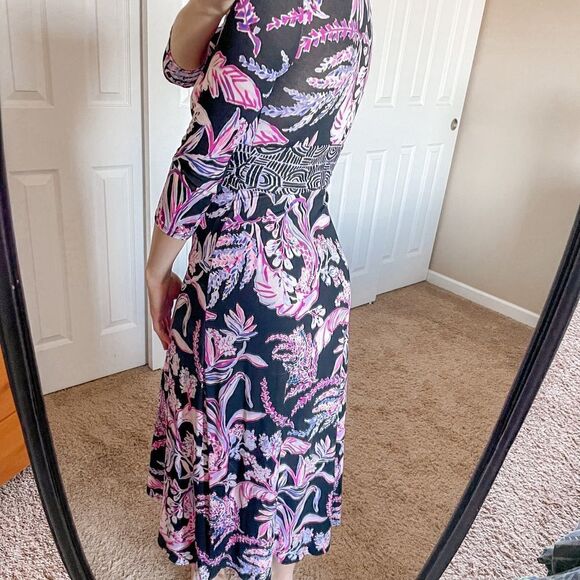 Lilly Pulitzer Fleuris Midi Dress Onyx Wild Within XS - Picture 4 of 11